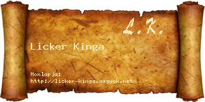 Licker Kinga névjegykártya